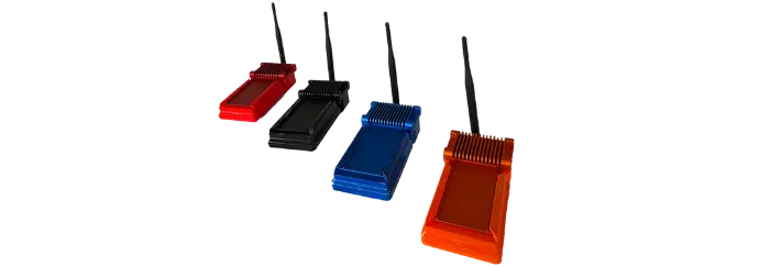A photo of iFalconNET repeaters in different colors